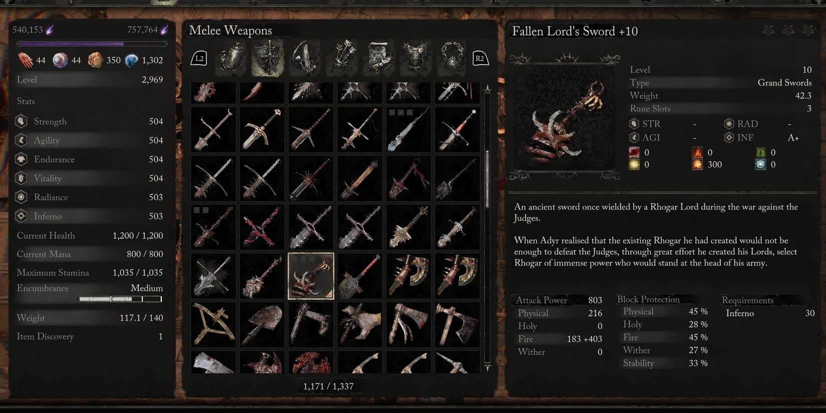 Fallen Lord's Sword Information in Lords of the Fallen