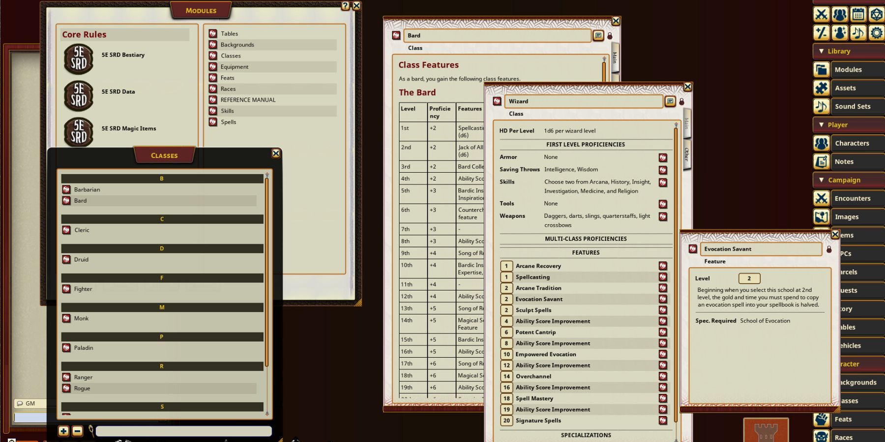 Fantasy Grounds interface