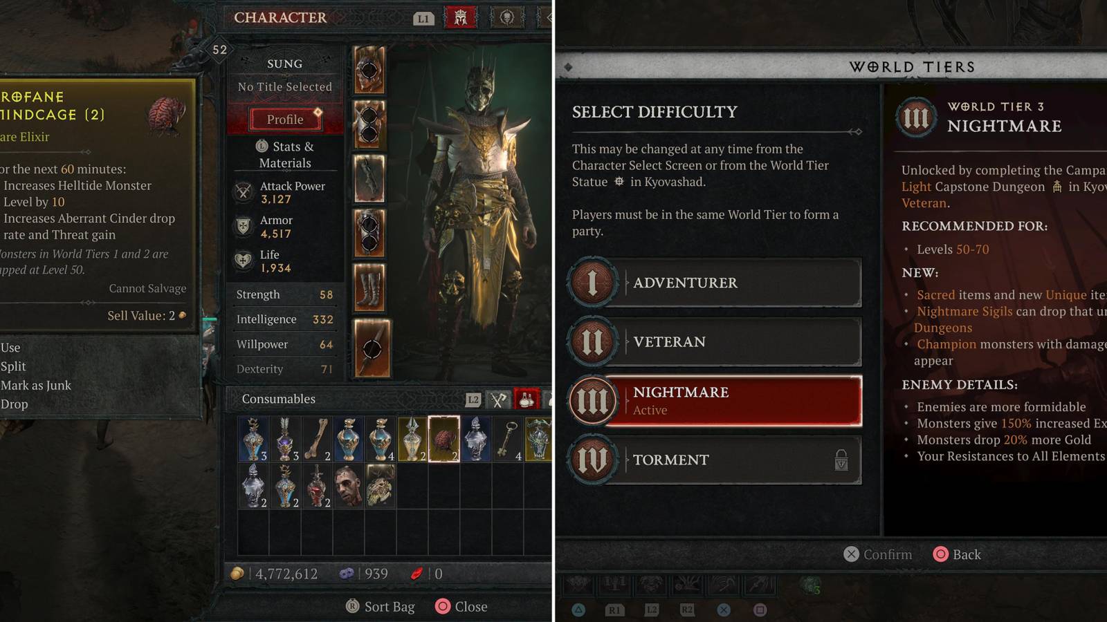 A Profane Mindcage In The Inventory & The Nightmare World Tier 