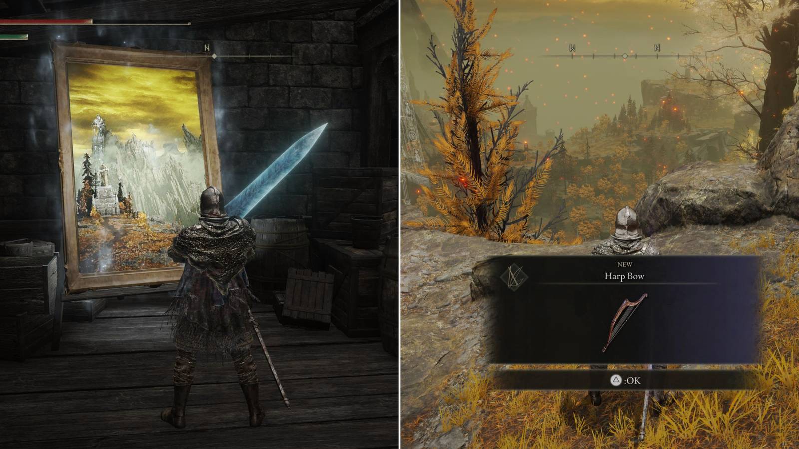 The Player Standing In Front Of The Champion's Song Painting & Collecting The Harp Bow