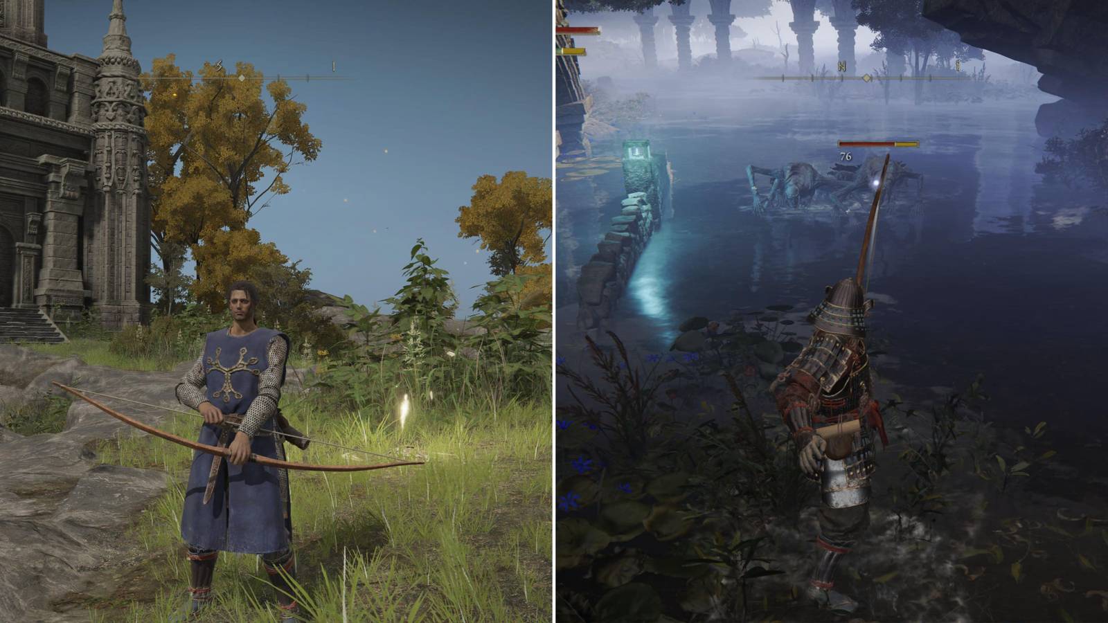 The Player Holding The Longbow & Using It In Combat 