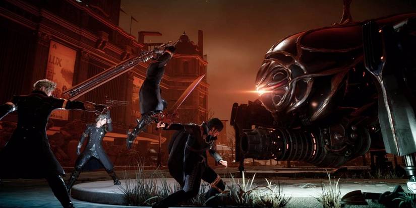 noctis and the party from ff15 engaging in combat