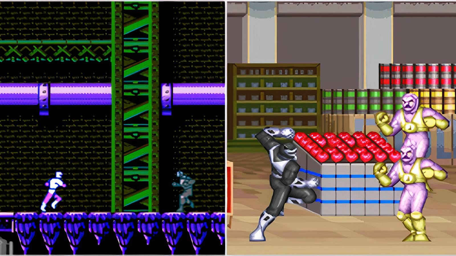 Fighting enemies in Choujin Sentai Jetman and Mighty Morphin Power Rangers The Movie