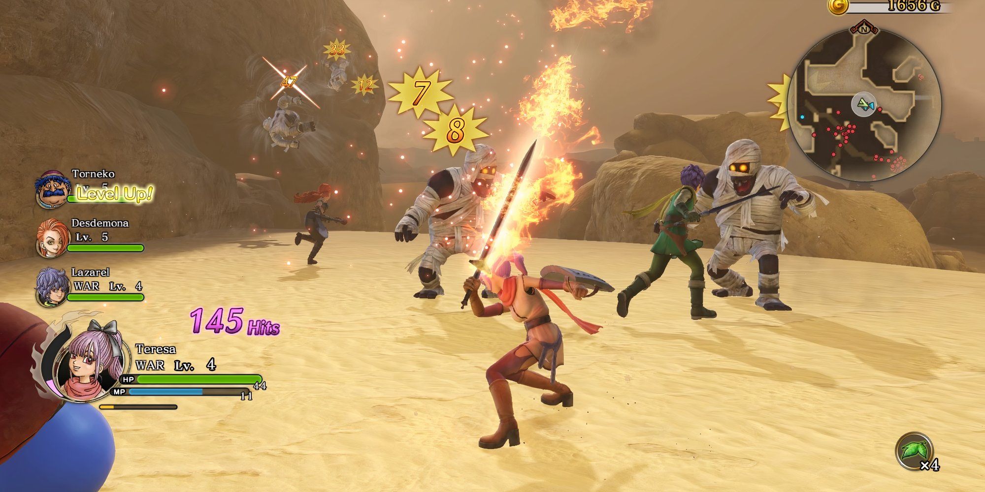 Fighting enemies in Dragon Quest Heroes 2