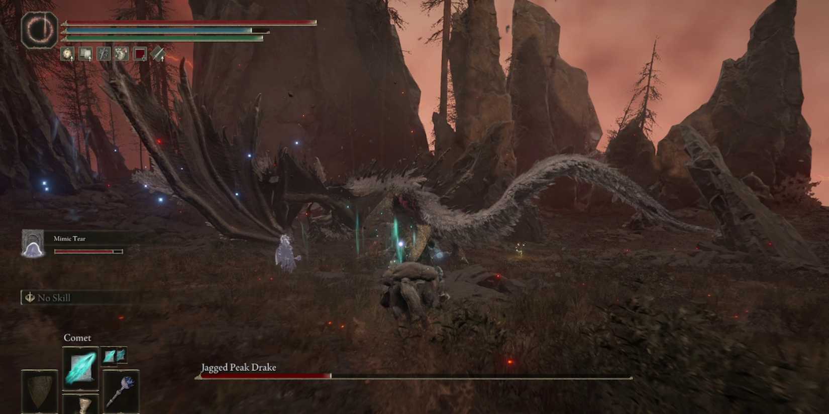 fighting jagged peak drake in elden ring shadow of the erdtree dlc
