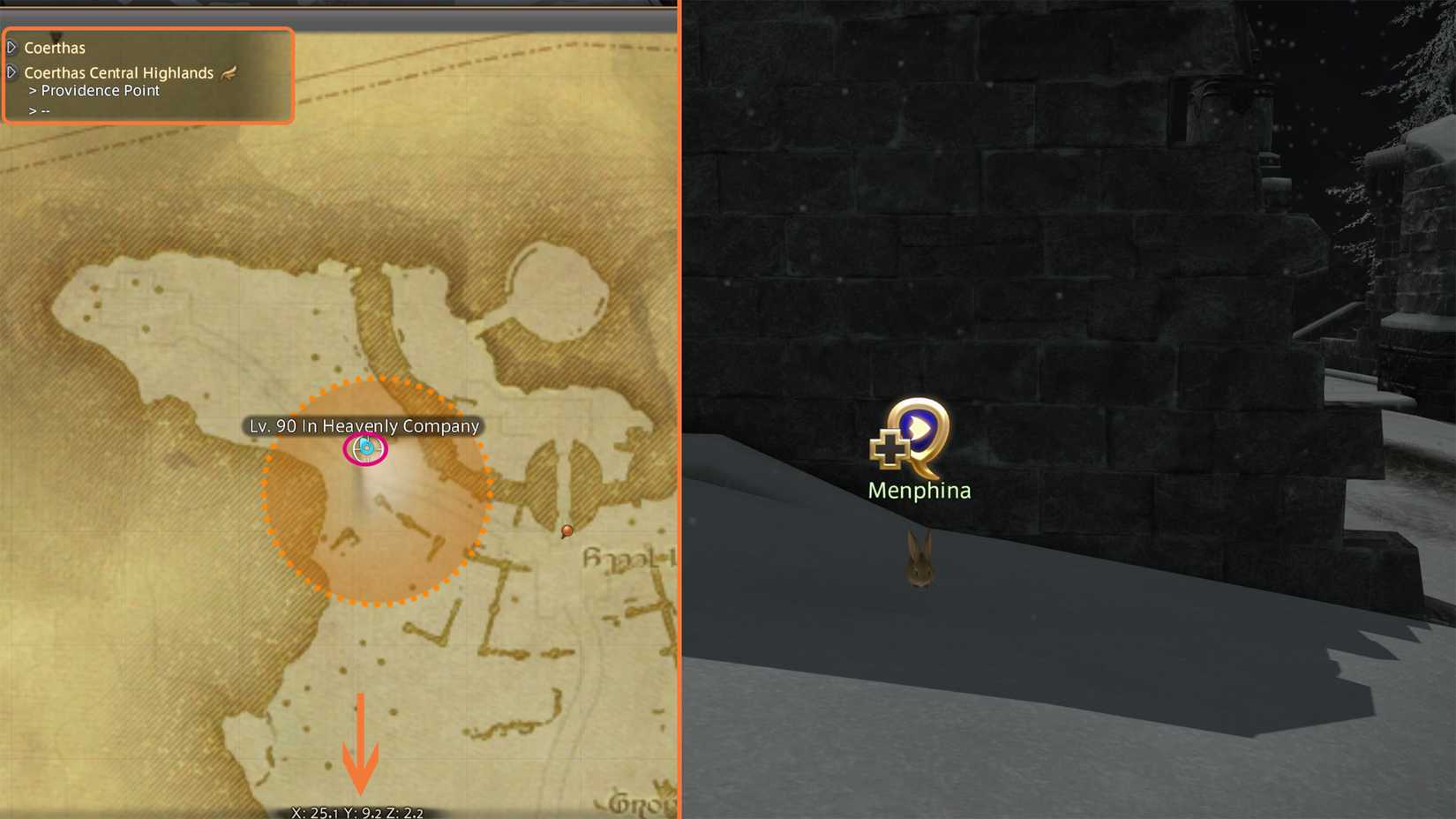 final fantasy 14 menphina location in heavenly company