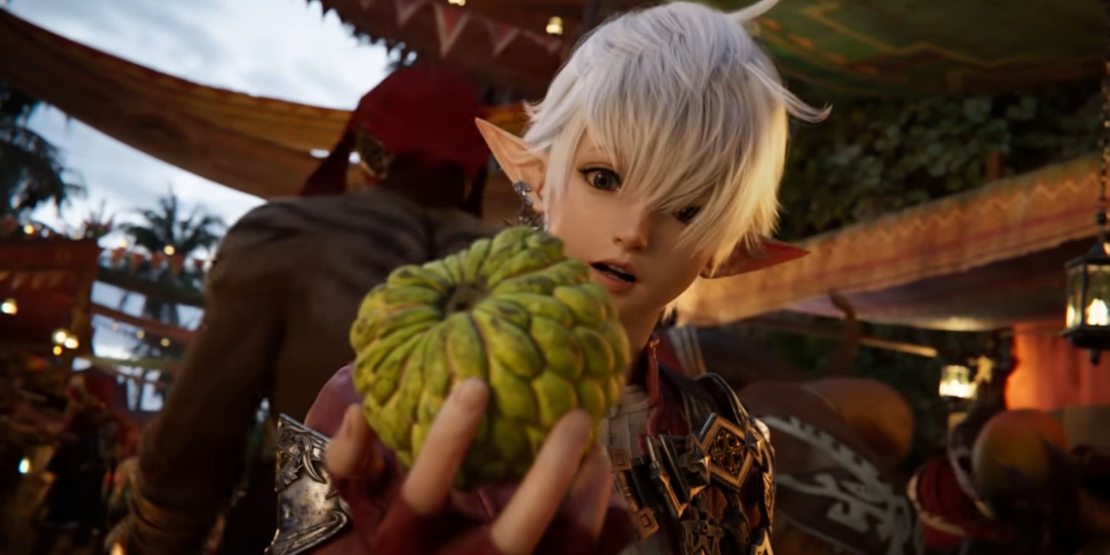 alisaie holding a custard apple from the ffxiv dawntrail cinematic