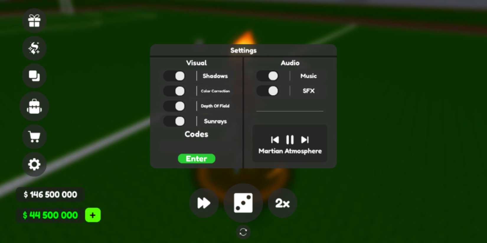 Football RNG the codes tab