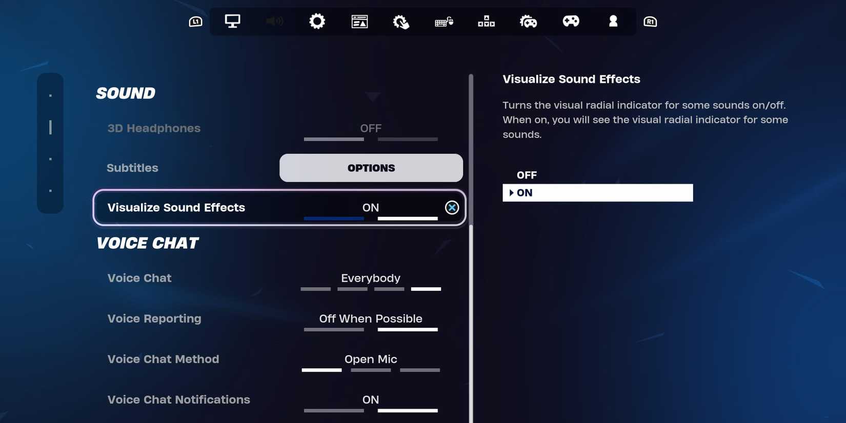 visualize sound settings