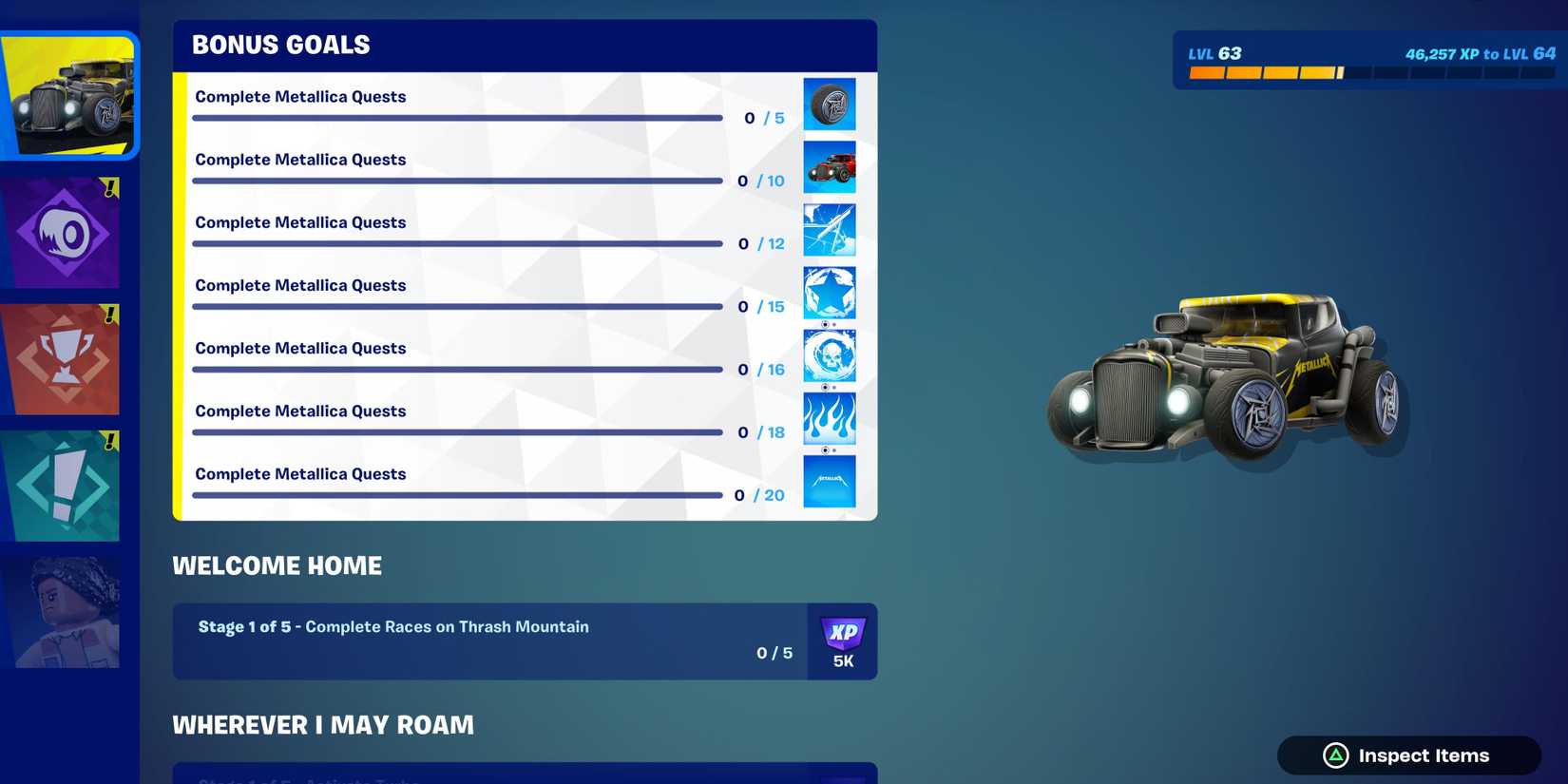 Metallica rocket racing quests