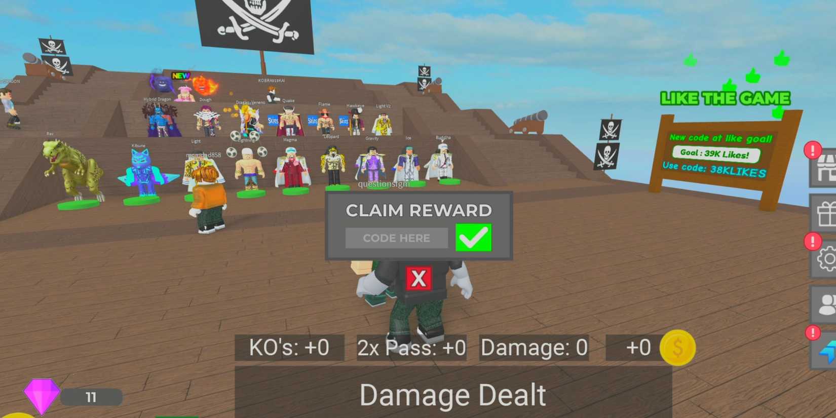 Fruit Arena the codes tab