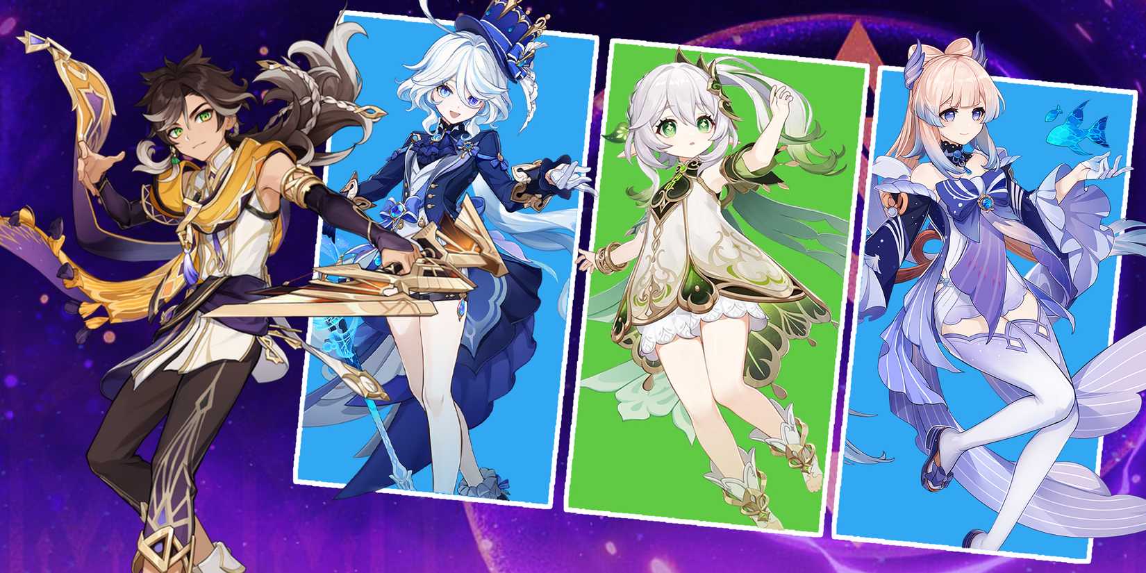 furina-nahida-kokomi-and sethos team composition in genshin impact