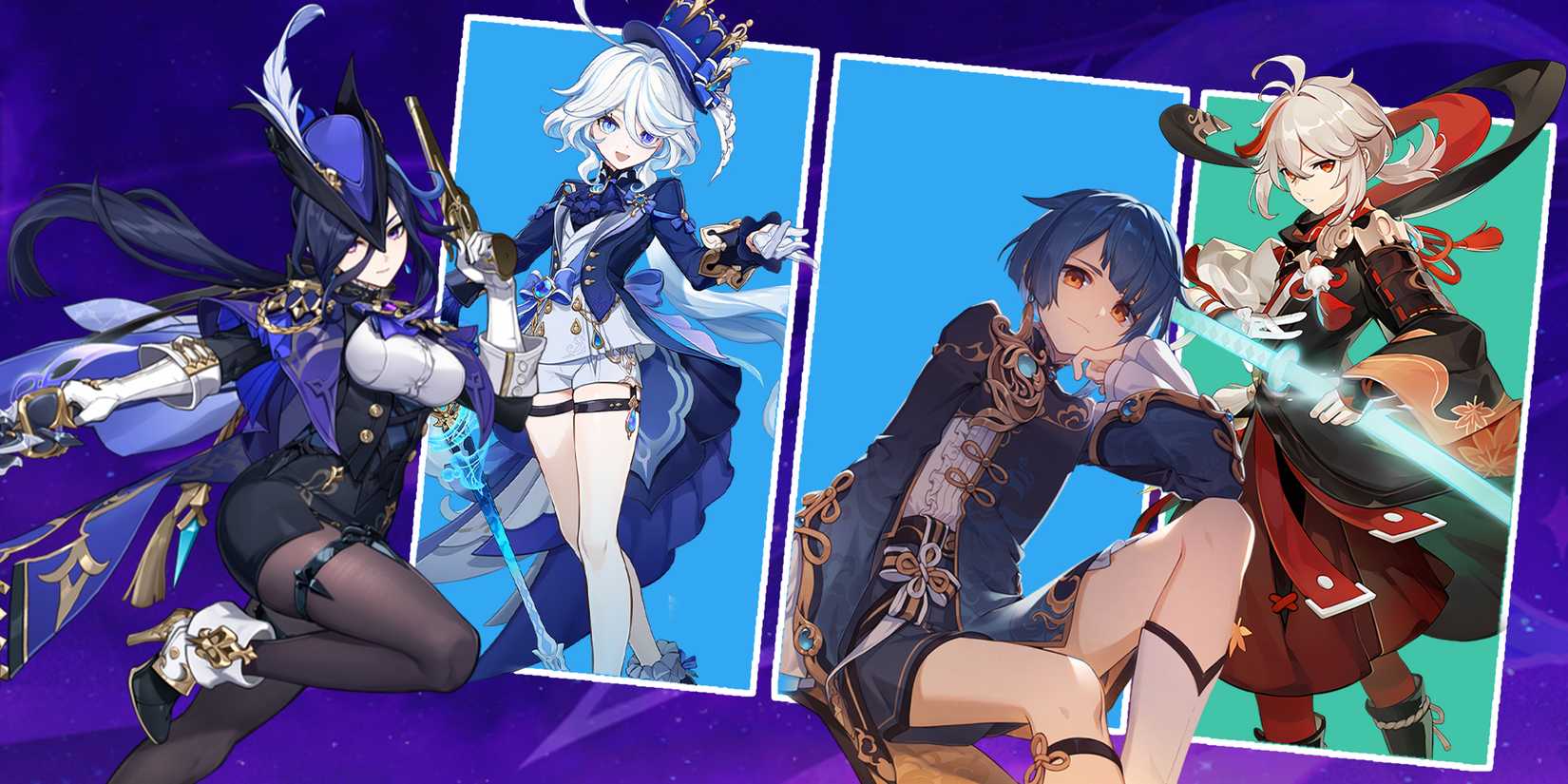 furina-xingqiu- kazuha-and clorinde team composition in genshin impact