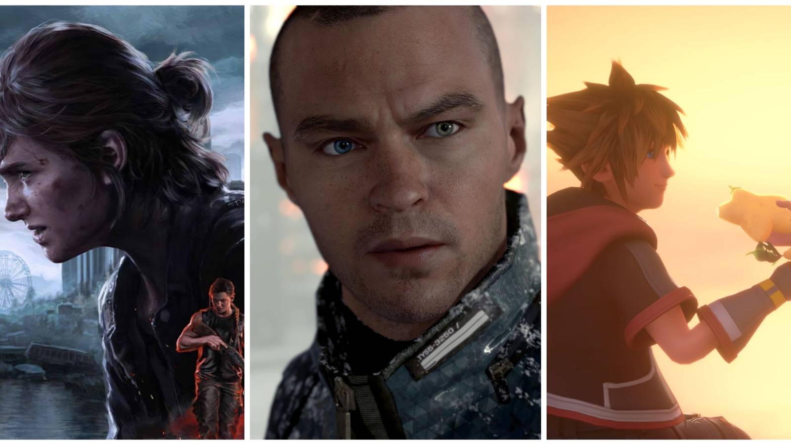 From left to right: Last of Us Part 2, Detroit: Become Human, Kingdom Hearts