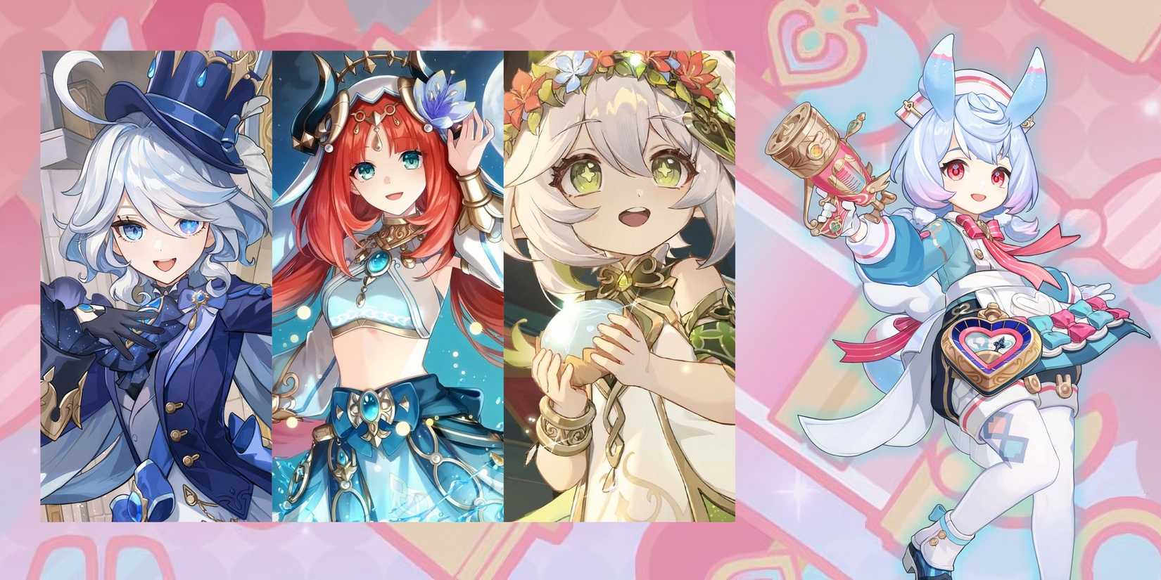 Genshin Impact Sigewinne + Furina + Nilou + Nahida