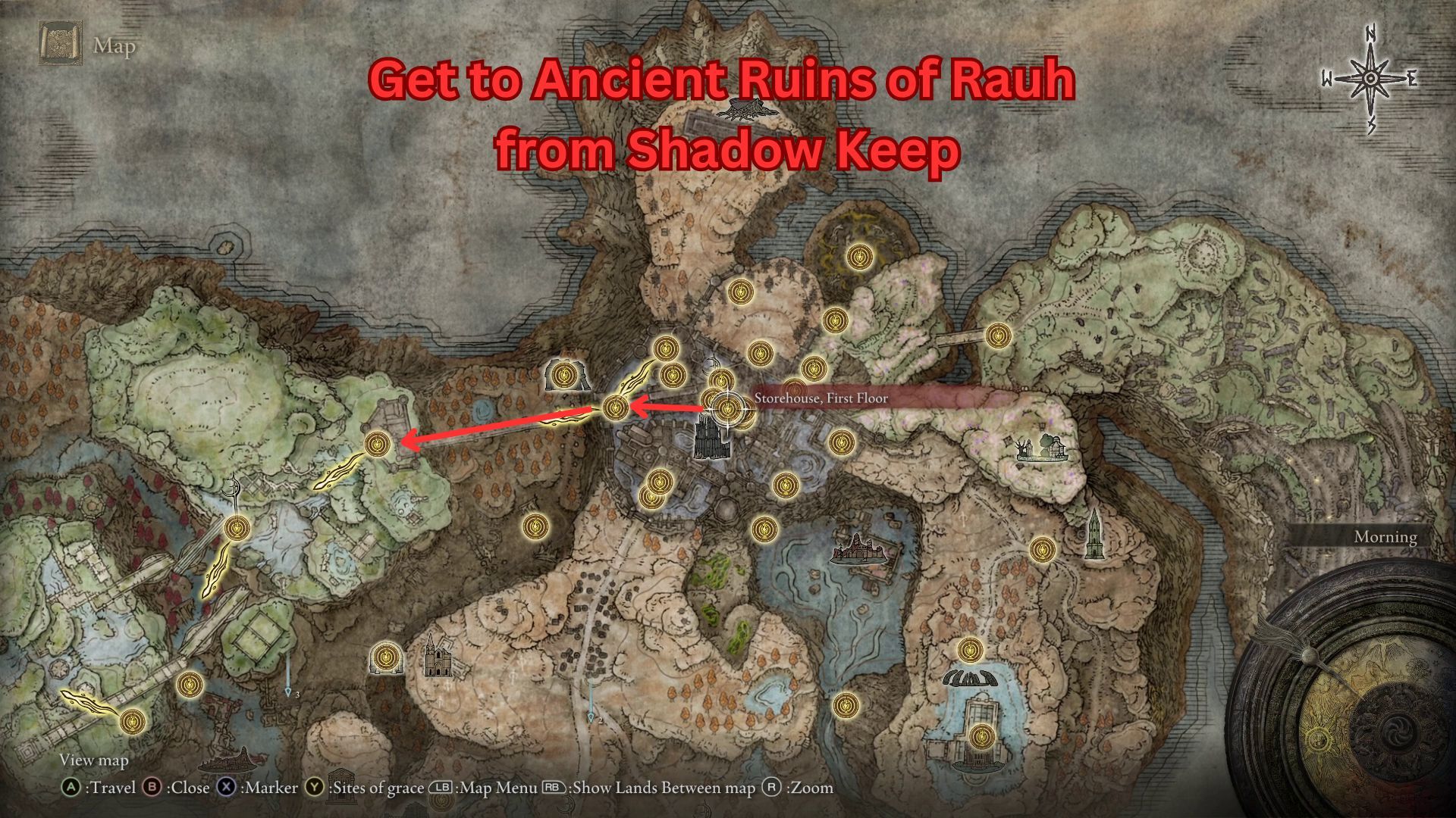 Get to Ancient Ruins of Rauh from Shadow Keep map