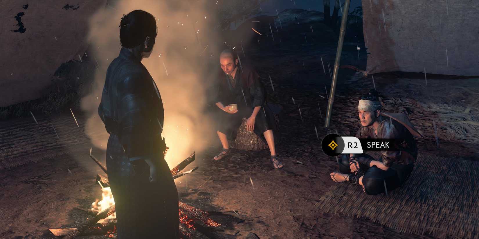 Ghost of Tsushima - Jin speaking to the caretakers at the Cloud Temple