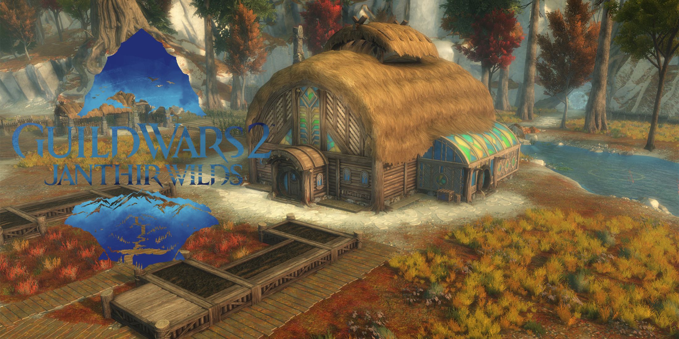 guild wars 2 homesteads with the janthir wilds logo on it
