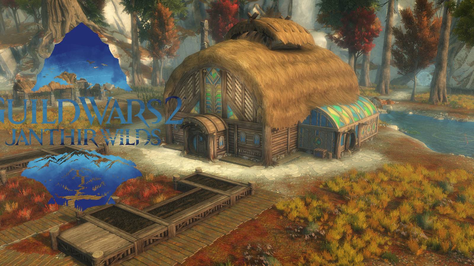 guild wars 2 homesteads with the janthir wilds logo on it
