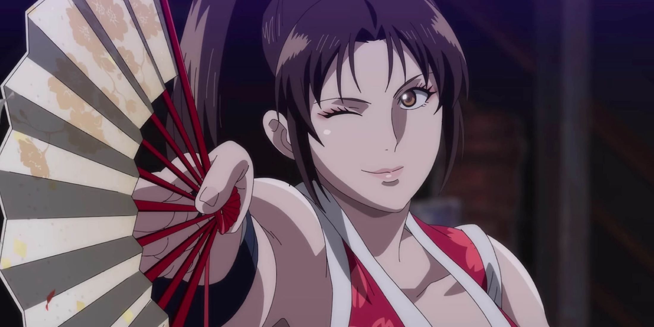 street fighter 6 fatal fury dlc reveal trailer mai shiranui winking and holding up one fan