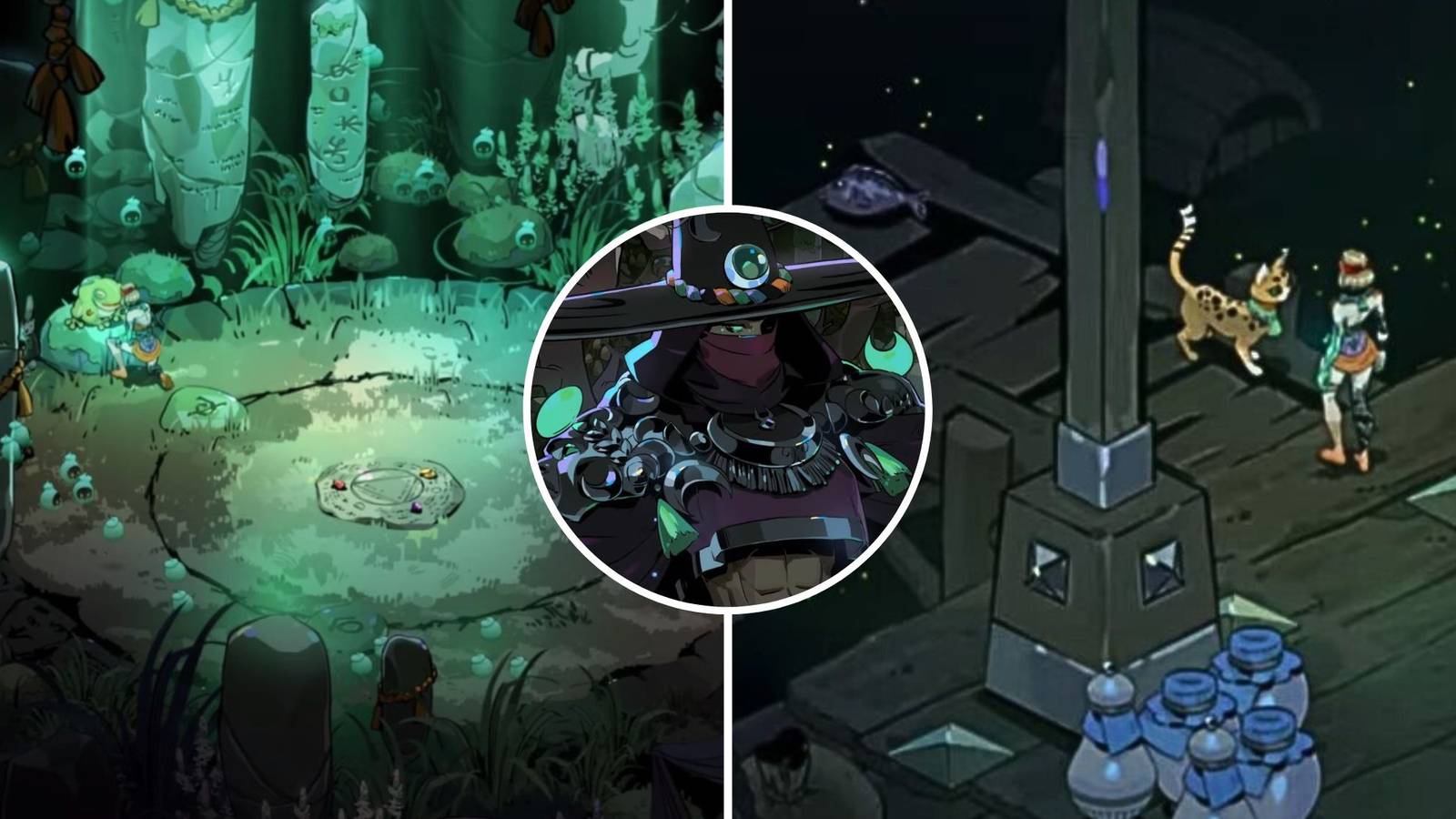 The Hades 2 character is deciding which Familiar they want.