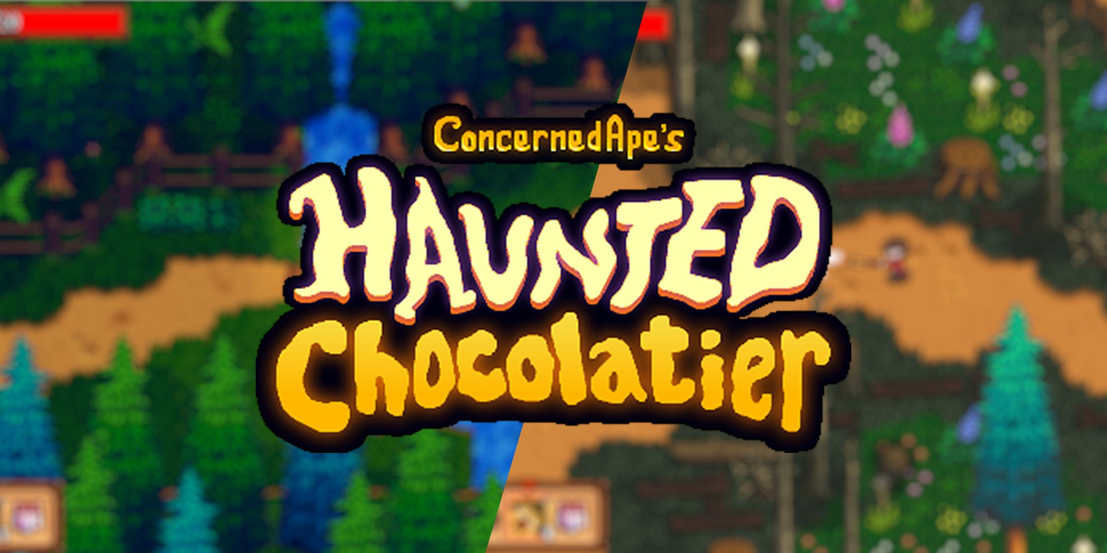 Haunted Chocolatier logo with blurred key art