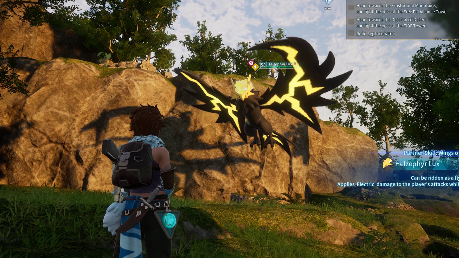 Helzephyr Lux in Palworld flying