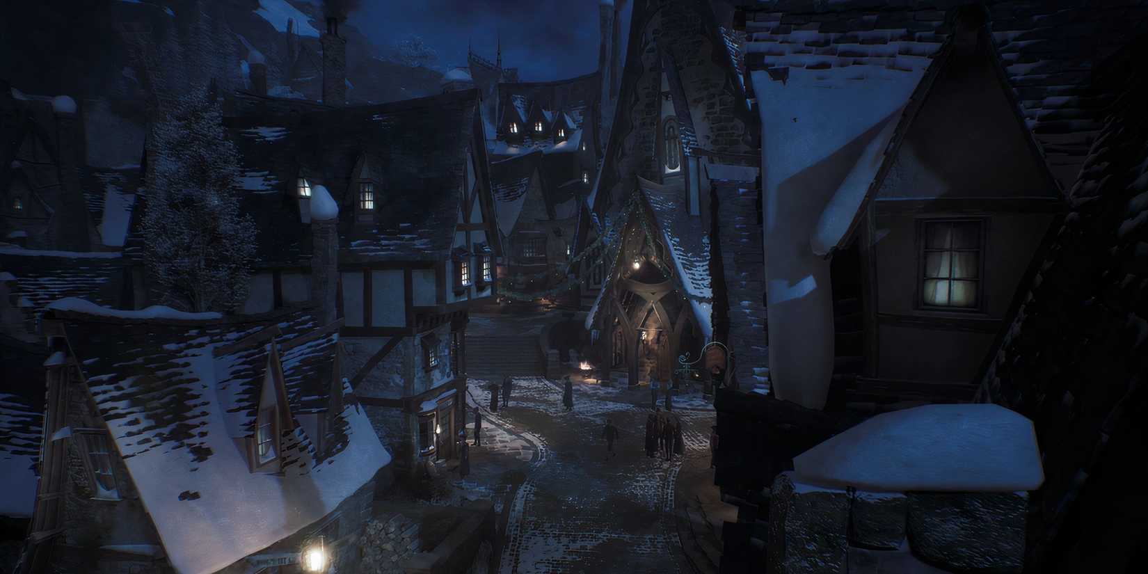 Hogwarts Legacy Photo Mode Hogsmeade in Winter