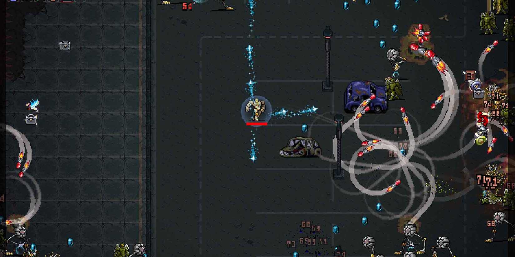 Combining the Homing Missiles, Magic Wand, and Clock Lancet weapons in Vampire Survivors