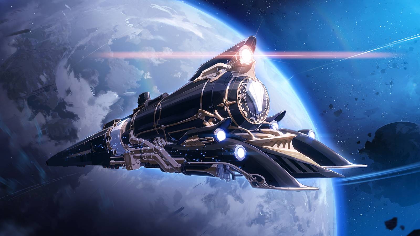 A promotional visual for Honkai: Star Rail showing the Astral Express.