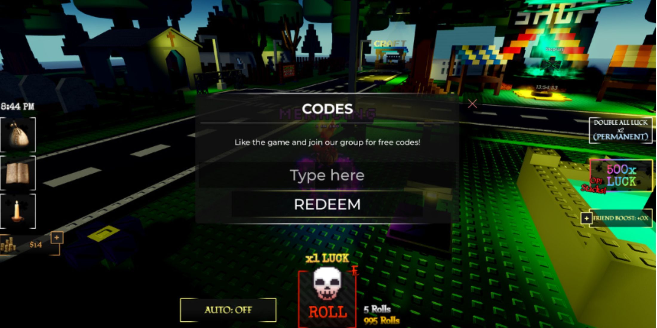 Horrors RNG the codes tab