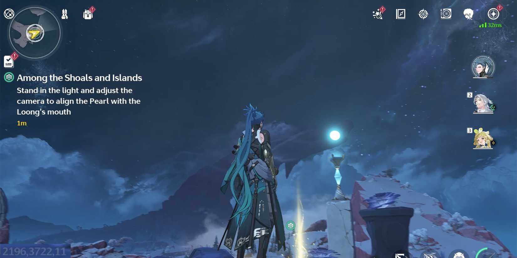 how to align the loongs pearl  with the dragon mouth among the shoals and islands in wuthering waves