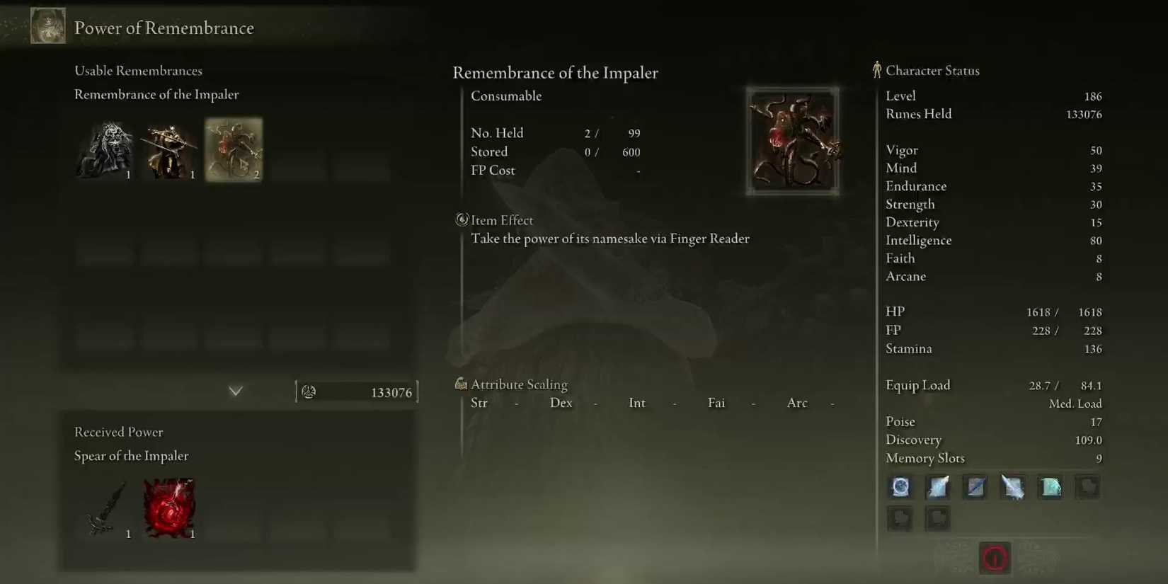 how to use the rememberance of the impaler in elden ring shadow of the erdtree