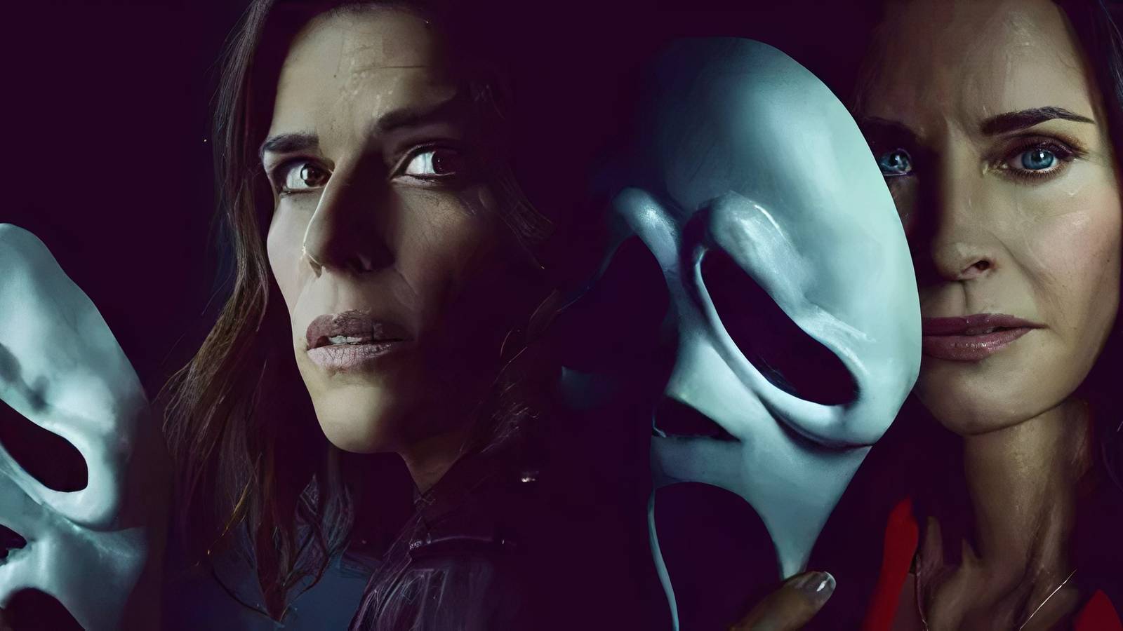 Sidney and Gale holding Ghostface masks