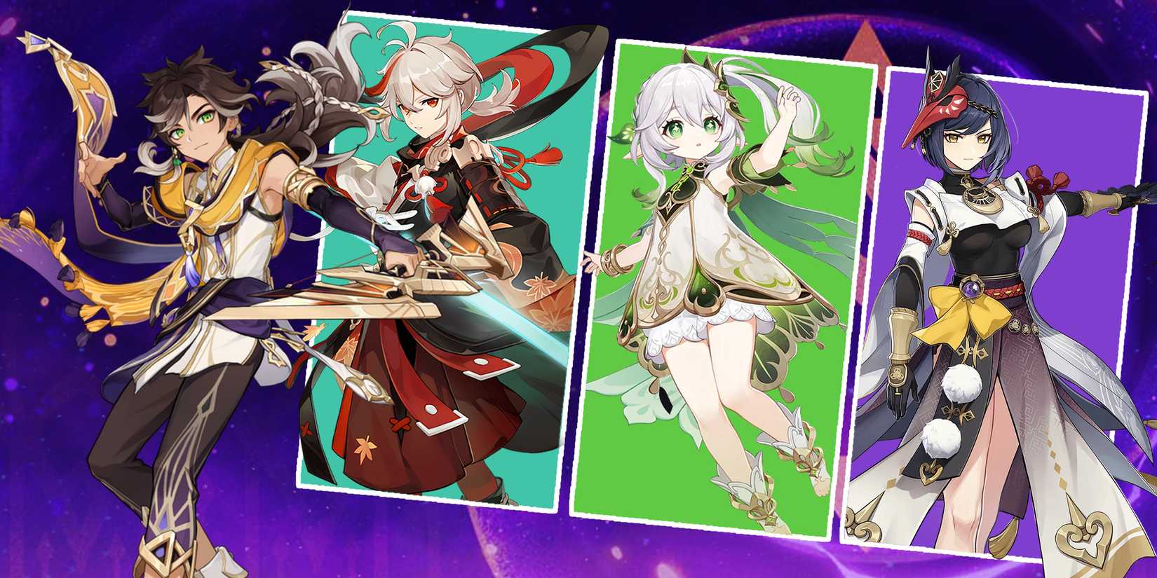 kazuha-nahida-sara-and sethos team composition in genshin impact