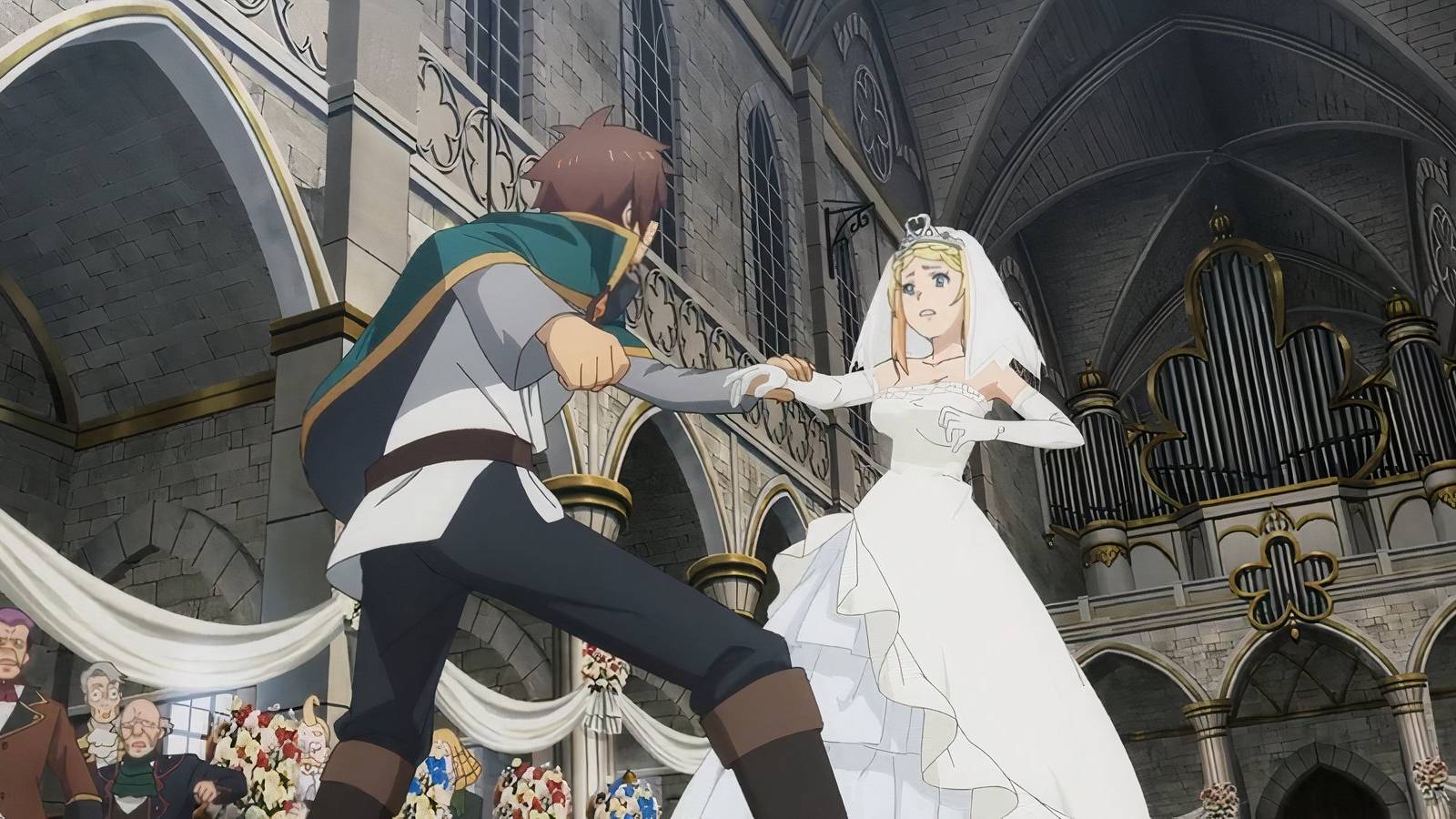 KonoSuba S3 E11 Kazuma and Darkness at the wedding