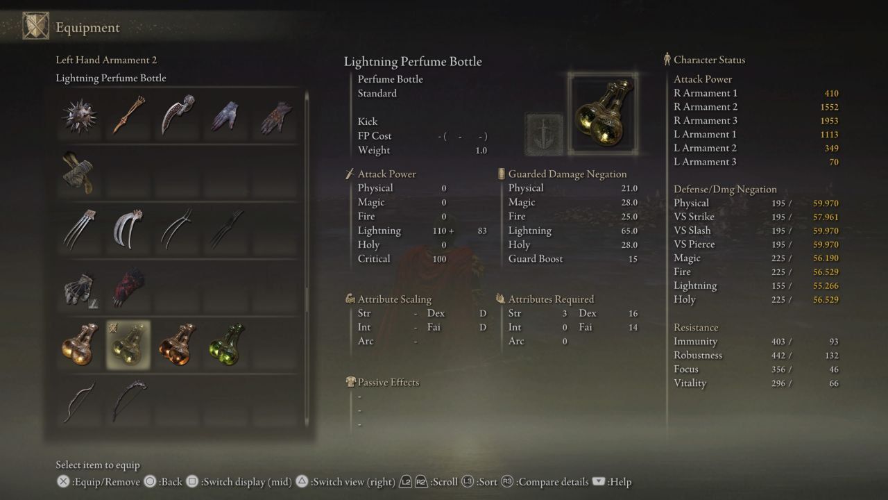 Lightning Perfume Bottle Overview Stat Requirements, Effects, & Skill
