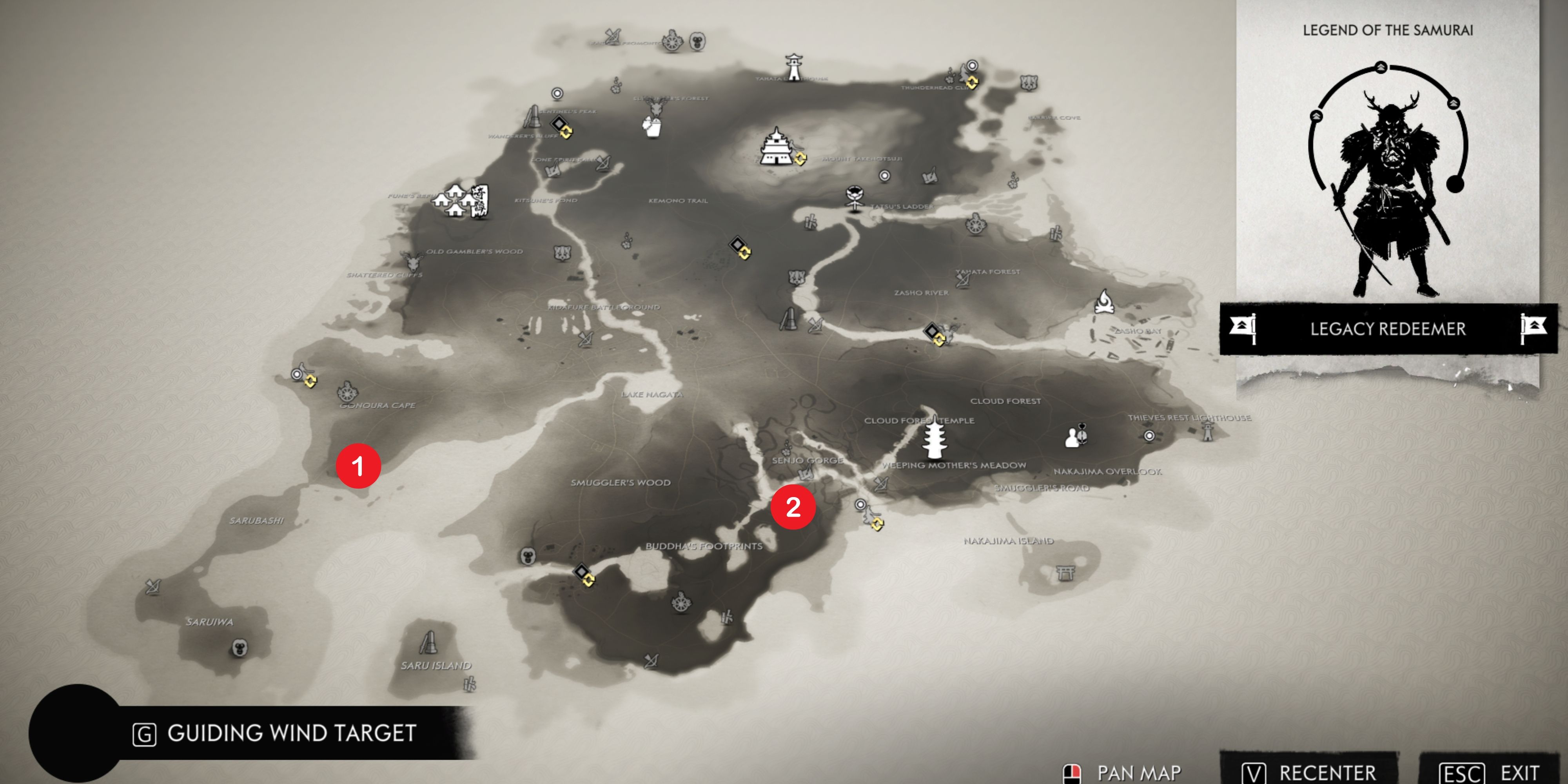 map showing all hot springs in Iki Island in ghost of tsushima