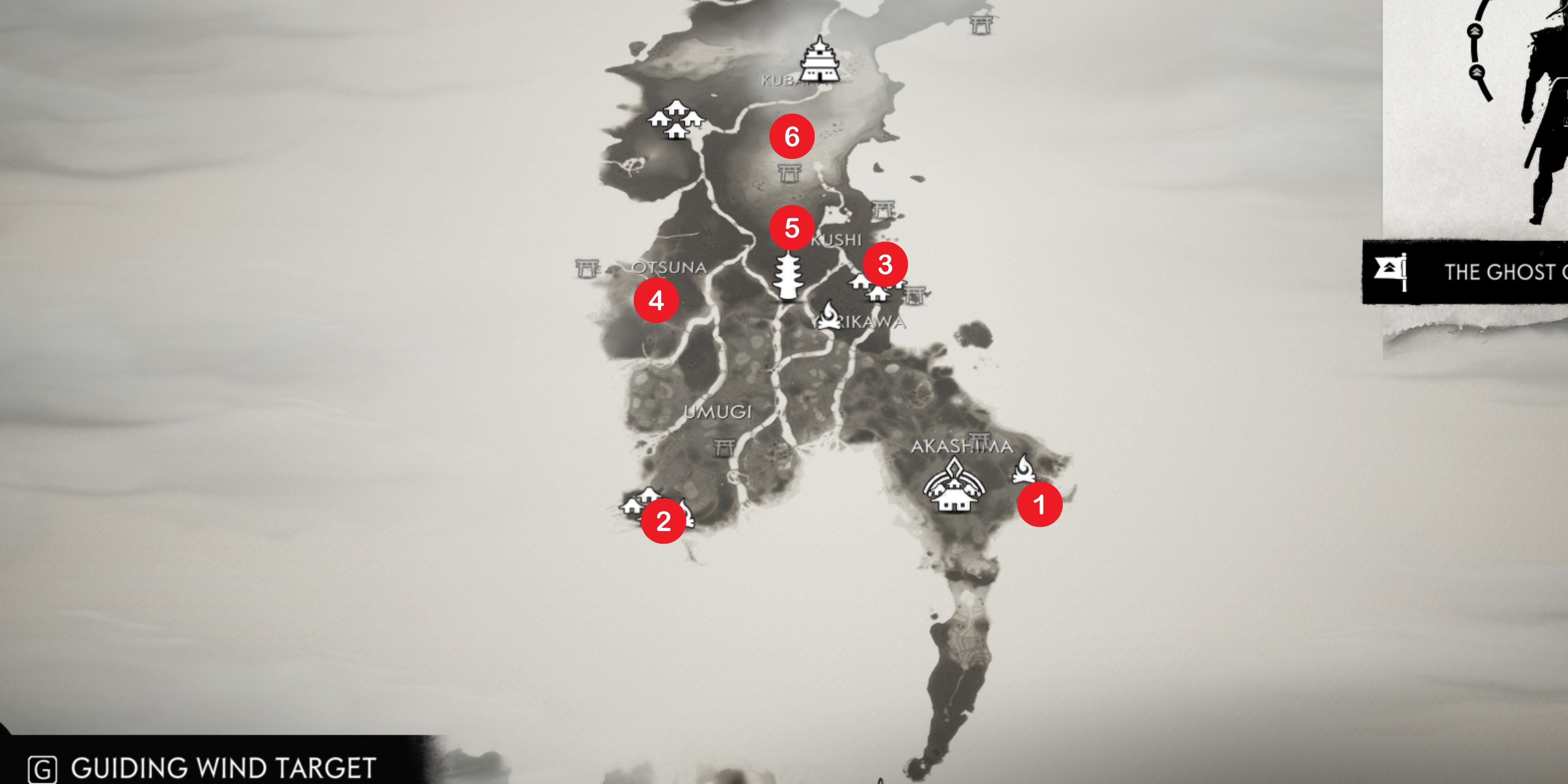 map showing all hot springs in toyotama in ghost of tsushima