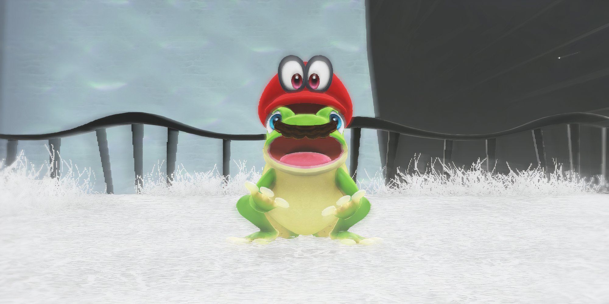 Mario as a frog in Super Mario Odyssey