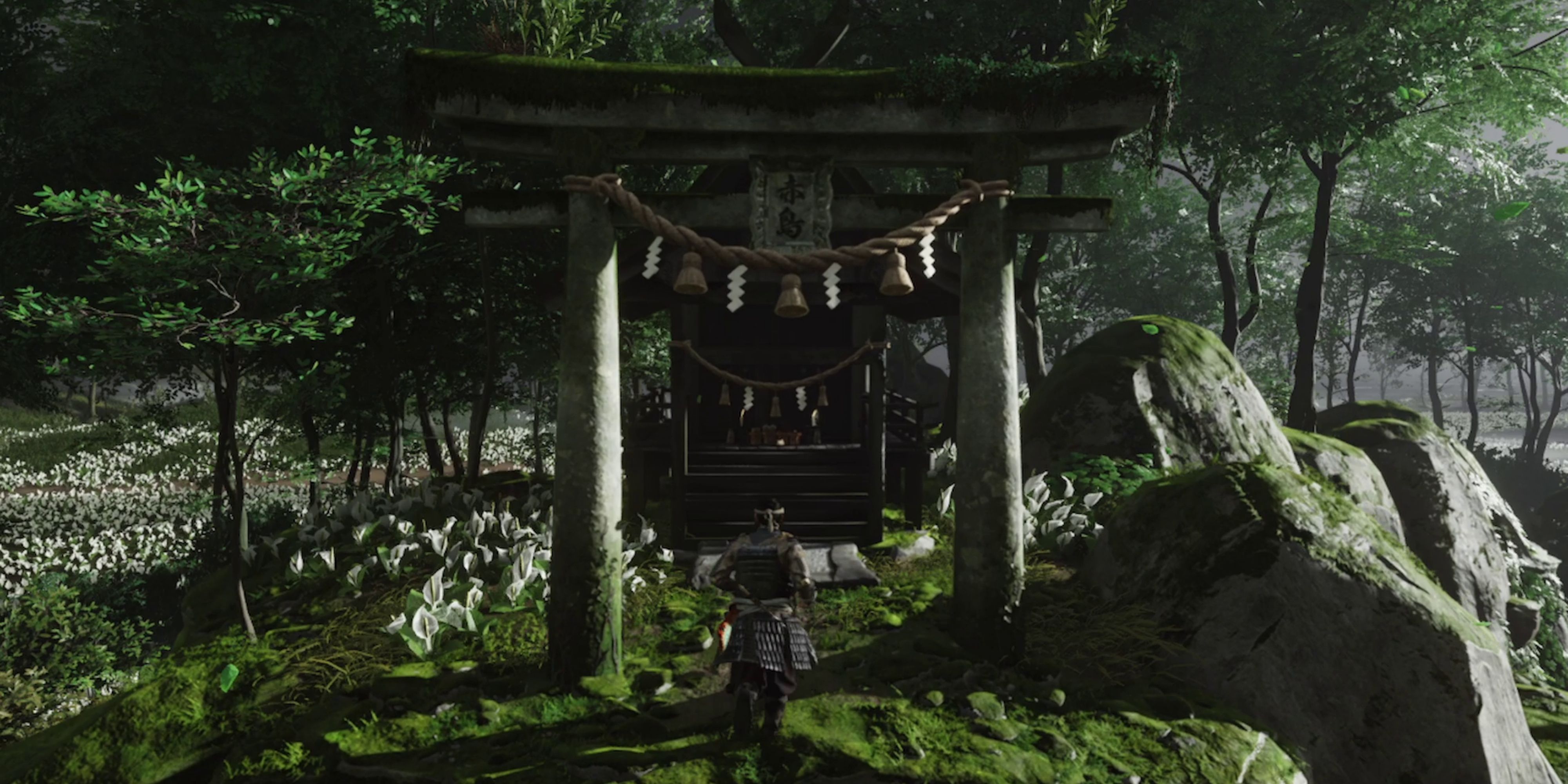 marsh rock shrine in ghost of tsushima