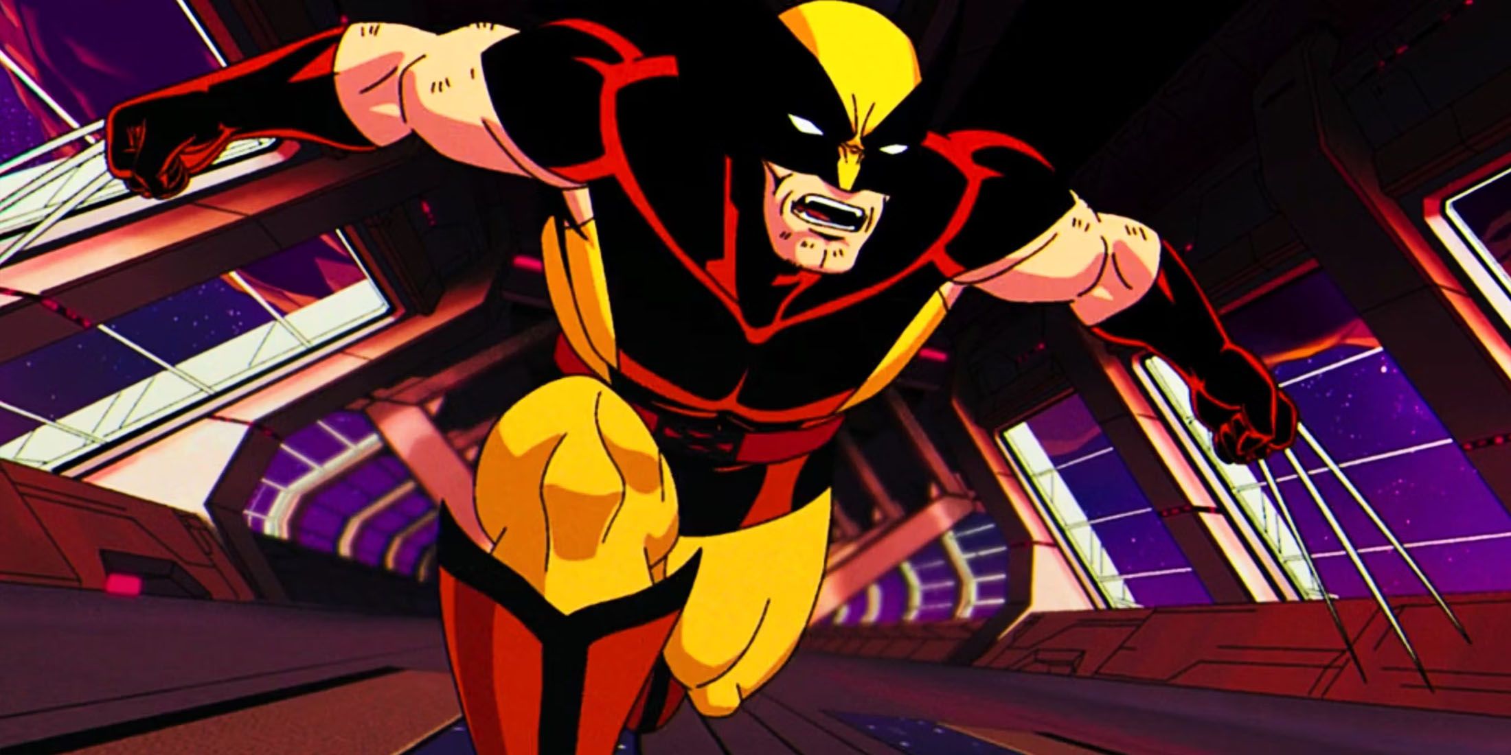A screenshot of Wolverine running with his claws extended in X-Men 97.