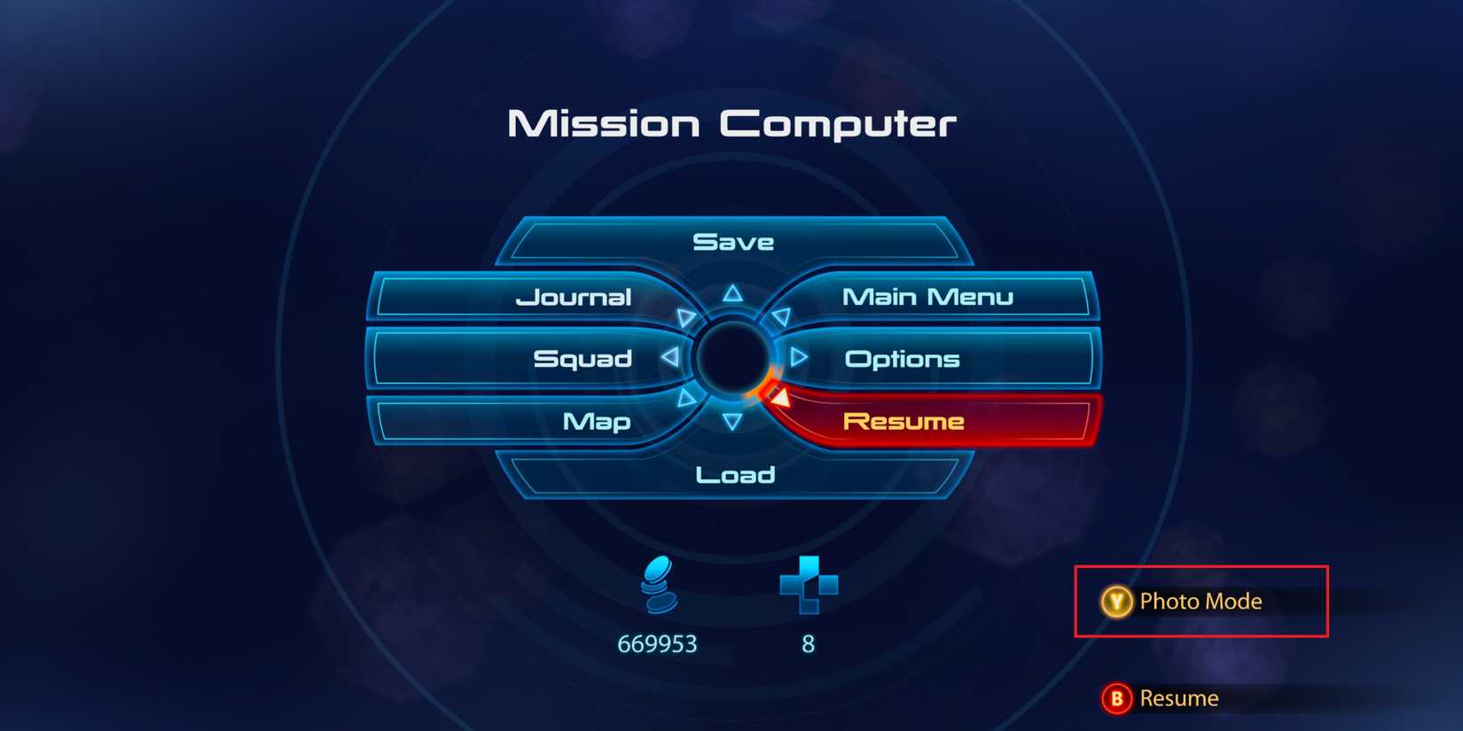 mass effect pause menu photo mode