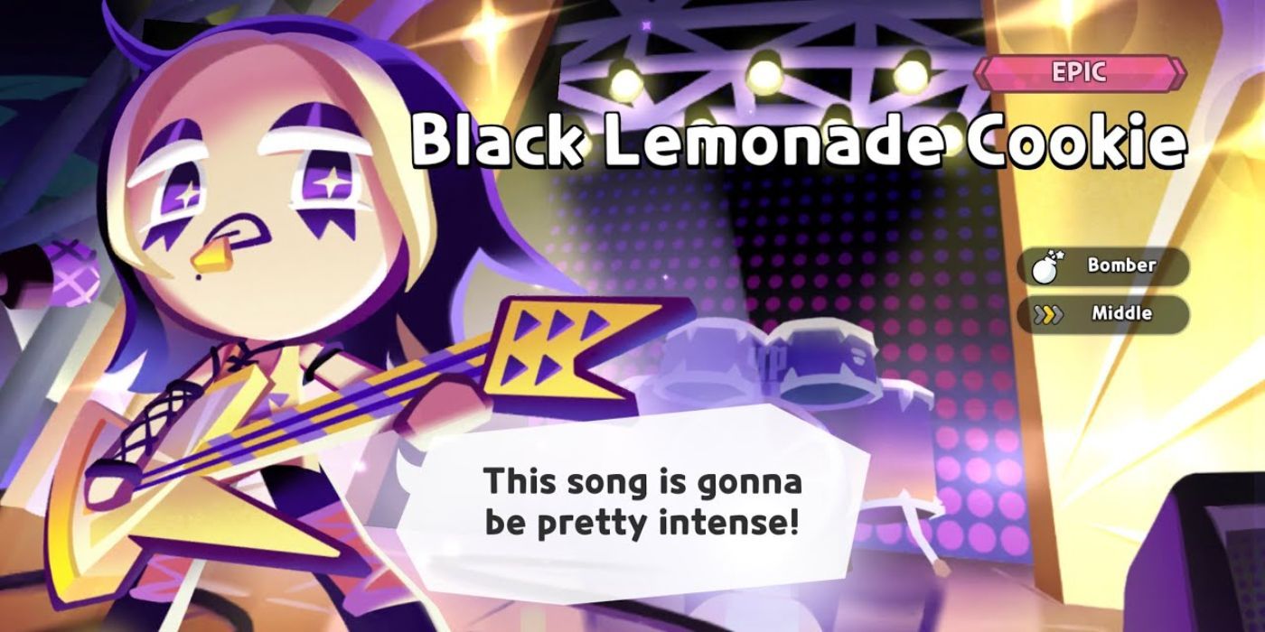 An image of Black Lemonade Cookie, a Bomber Type Cookie from Cookie Run: Kingdom
