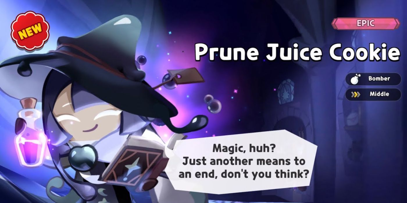 An image of Prune Juice Cookie, a Bomber Type Cookie from Cookie Run: Kingdom