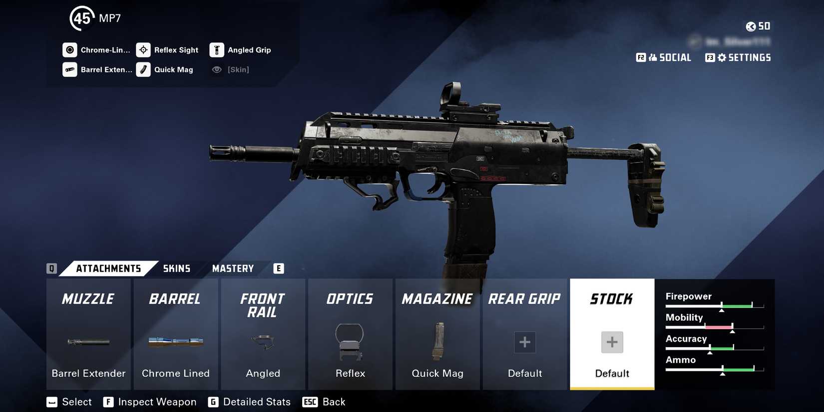 Screenshot showcasing the best MP7 medium-range build in XDefiant