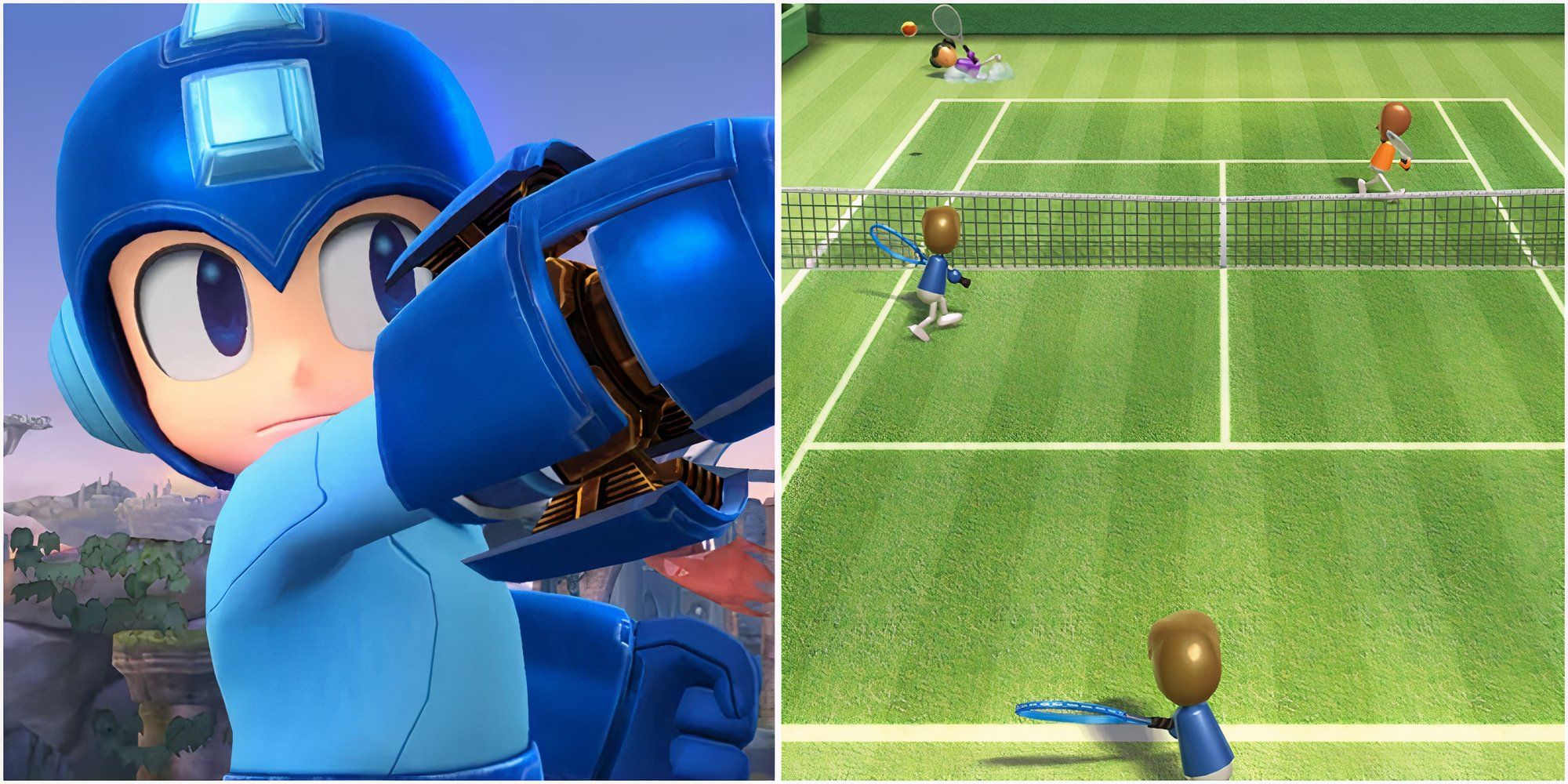 Mega Man in Super Smash Bros (2014) and Playing Tennis in Wii Sports