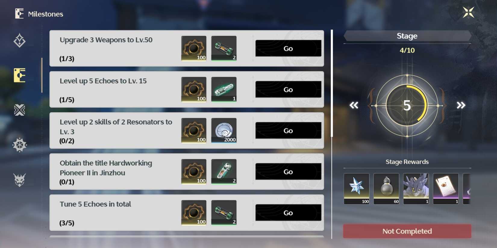 milestones in wuthering waves