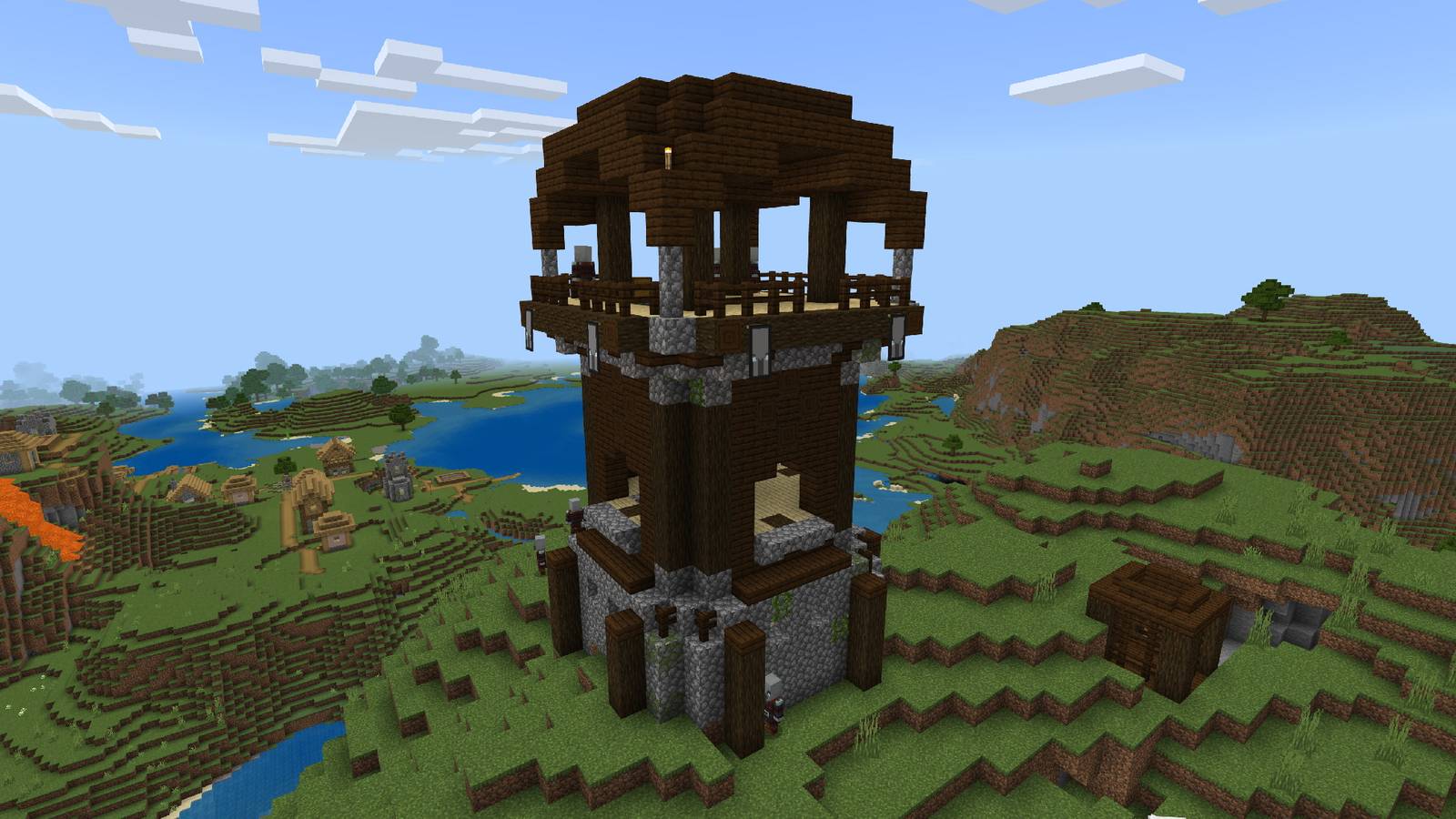 A screenshot from Minecraft showing a Pillager Outpost.
