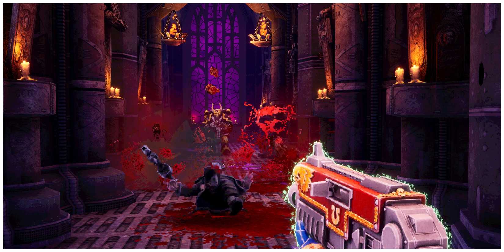 Warhammer 40,000: Boltgun - Steam Screenshot (Killing Enemies In A Corridor)
